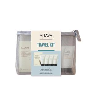imageAHAVA Travel Kit  Includes Dead Sea Mineral Body Lotion 13 FlOz Mineral Shower Gel 13 FlOz Mineral Conditioner 13 FlOz Mineral Shampoo 13 FlOz ampamp Mineral Mud Soap 1 Oz